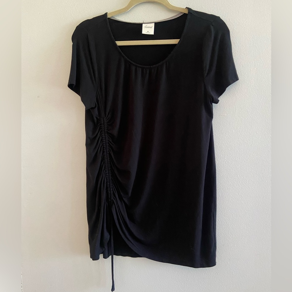 Soma Black Pull Gather Tunic T-Shirt Size M